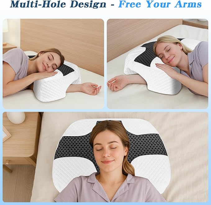 Side Sleeper Pillow with Arm Hole, Shoulder Relief System, Newly Upgrade Arm Pillow for Neck and Shoulder Pain, Premium Memory Foam, Suitable for Side, Back and Stomach Sleepers - Grey