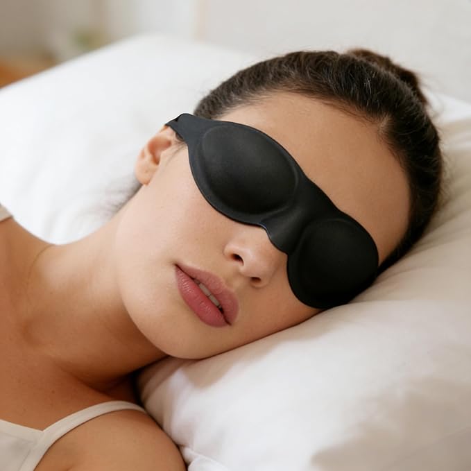 Moisture Chamber Glasses for Dry Eyes,3D Contoured Steep Eye Mask,Silicone Dry Eye Relief Goggles,Reusable Comfortable & Lightweight Sleep Mass(Black)