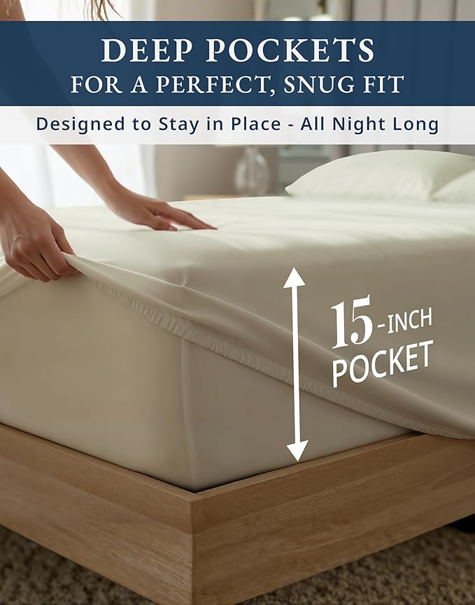 LANE LINEN 100% Egyptian Cotton Bed Sheets Full Size - 1000 Thread Count, 15 inch Deep Pocket Full Bedding Set, Naturally Temperature Regulating Cooling Fade Resistant Cotton Sheets Full - Linen