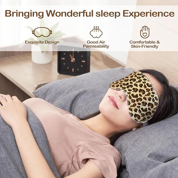Leopard Sleep Mask for Girls Women, Light Blocking Design, Adult Children's Bedtime Blindfold for Travel and Home Use
