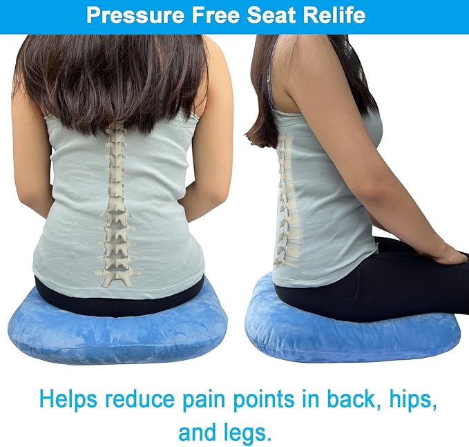Donut Pillow Hemorrhoid Cushion for Tailbone Pain Relief, Medical Anti-Bedsore Seat Cushion for Pressure Sores, Bedsores, Pregnancy, Disabled & Paralyzed, Butt Pillow with Removable Cover