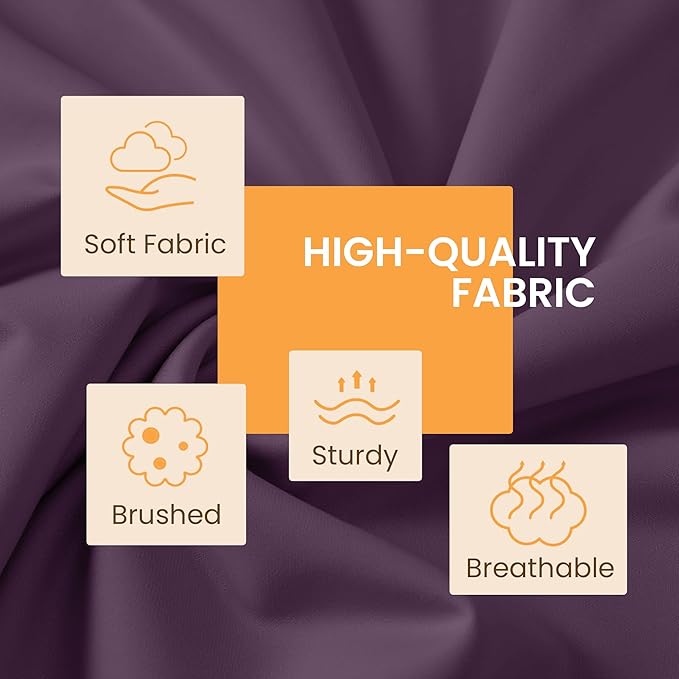4 Piece Sheet Set - Comfy Breathable & Cooling Bed Sheets Set, Soft and Wrinkle Free, Deep Pockets, Easy & Secure Fit, Hotel Luxury Bedding for Women, Men - Oeko-Tex - (Purple,Queen)