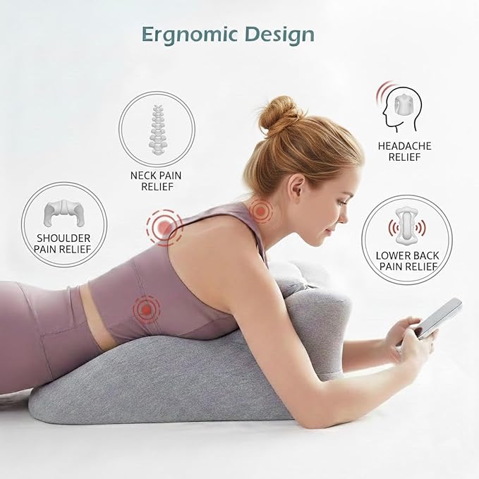 StarAneer Memory Foam Ergonomic Wedge Pillow & Reading Pillow – Orthopedic Support for Neck, Back & Legs – Ideal for Sleeping, Elevating & Pressure Relief – Removable Washable Cover