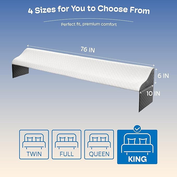 Simpledad King Size Wedge Pillow Headboard for Bed Gap Filler, Bed Wedge Pillow for Headboard Gap (0-8") Ergonomic Mattress Wedge Gap Filler for Stop Pillows, Phones & Items Falling Down(76"X10"X6")