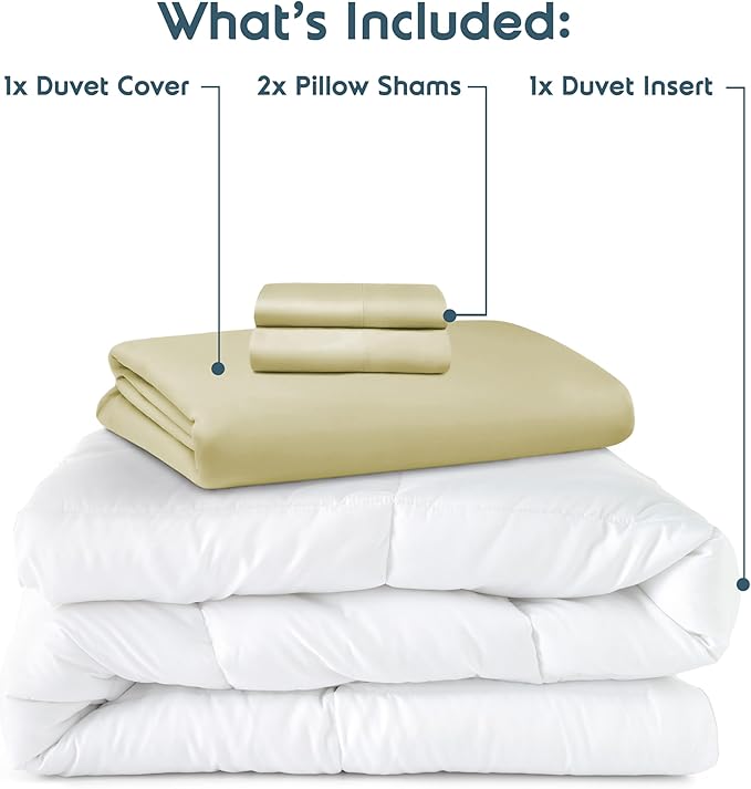 Nestl King Duvet Cover Set with Comforter Insert - Vanilla Yellow 4 Piece 104x90 Duvet Cover & 2 Pillow Shams with White Quilted Down Alternative Comforter, Ultra Soft, All Season