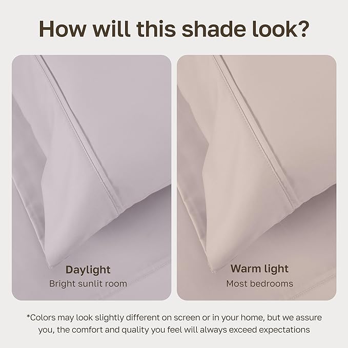 California Design Den Soft Queen Size 100% Cotton Sheet Sets, 400 TC Good Housekeeping Award Winner, Smooth Sateen Finish with Deep Pockets, Cozy and Durable Queen Bedding Set - Dusky Lavender Grey