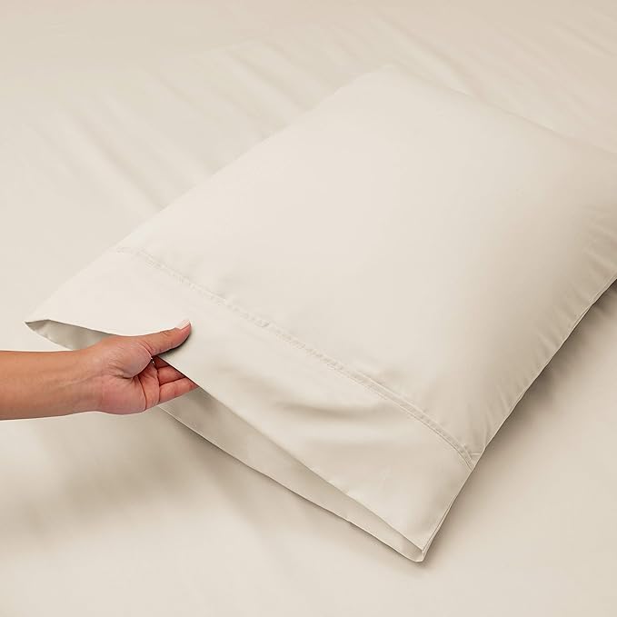Nestl Full Size Sheet Set, 4 Piece Extra Deep Pocket (18-24 inches), Microfiber, Hotel Luxury, Soft, Breathable, Wrinkle-Free, Easy to Care, Off White