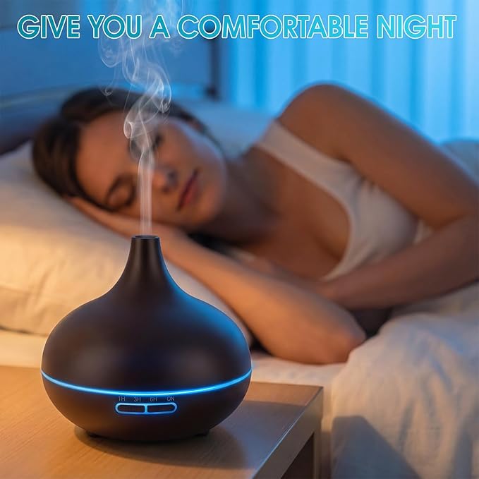 Rechargeable Diffuser for Essential Oils Large Room, 450ml Battery Operated Diffuser with Remote Control, Aromatherapy Oil Diffuser with Timer, 7 Colors Light air humidifiers for Home&Office
