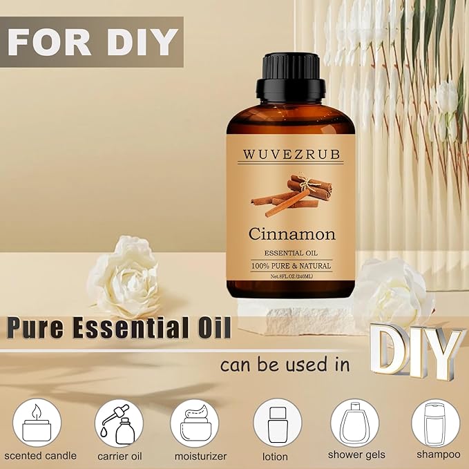 Cinnamon Essential Oil - 240ML Pure, Natural for Aromatherapy Diffuser - 8 Fl Oz