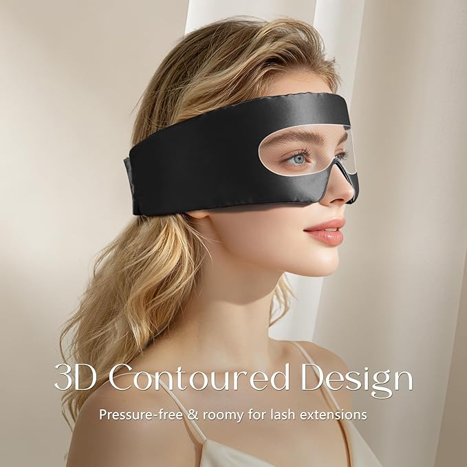 ZIMASILK 22 Momme 100% Mulberry Silk Sleep Mask for Women Sleeping, 3D Contoured Cup Eye Mask for Lash Extensions, Super Soft & Breathable, Blackout Blindfold for Nights (Black)