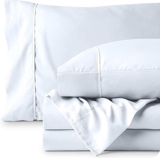 Bare Home Twin XL Sheet Set - 1800 Ultra-Soft Microfiber Twin Extra Long Bed Sheets - Double Brushed - Deep Pockets - Easy Fit - 3 Piece Set - Bedding Sheets & Pillowcases (Twin XL, White)