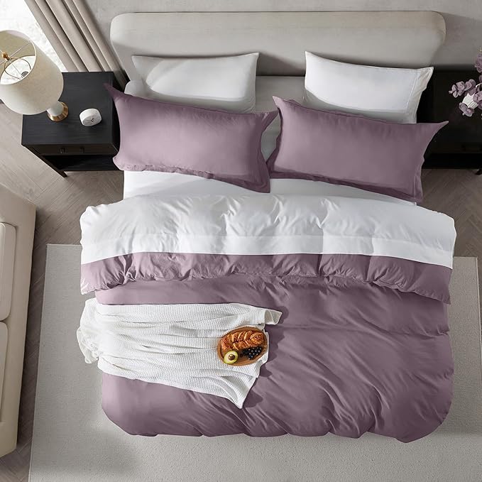 Nestl Dusty Purple Duvet Cover King Size - Soft Double Brushed King Duvet Cover Set, 3 Piece, with Zipper Closure, 1 Duvet Cover 104x90 inches and 2 Pillow Shams