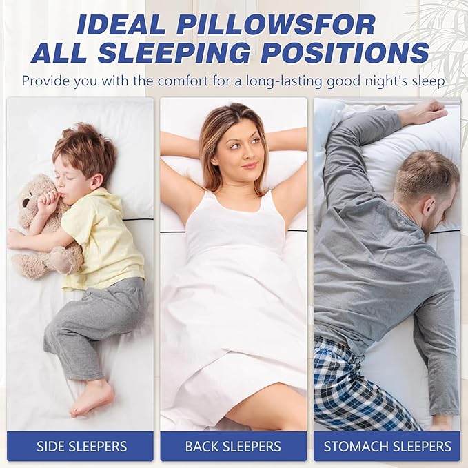 Vorouhals Hotel Collection Bed Pillows for Sleeping 4 Pack Queen Size Cooling Pillows Set of 4 for Back, Stomach or Side Sleepers, Super Soft Down Alternative Microfiber Filled Pillows