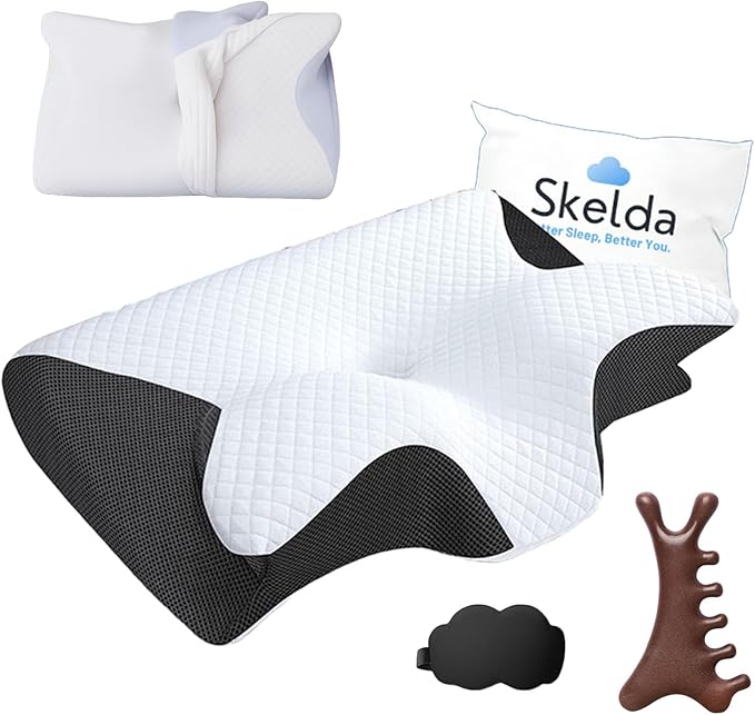 Premium Relief Pillow, 2026 New 2-in-1 Ergonomic Pillow with Case, Adjustable Memory Foam Supports Pillows, Orthopedic Bed Pillows for Side Back Stomach Sleeper (1PC-Black)