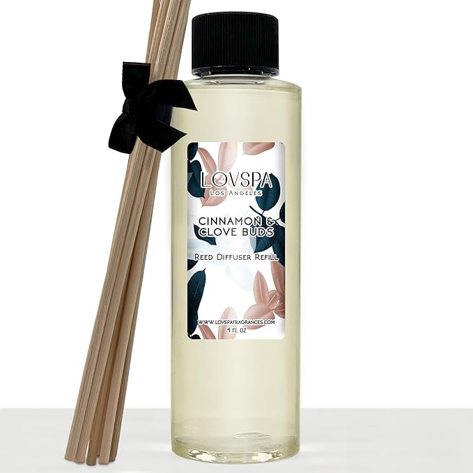 Cinnamon & Clove Buds Diffuser Oil - Fall Essential Oils for Diffuser Refill & Air Freshener Room Spray - Long-Lasting & Natural Home Fragrance, Scented Oil for Diffusers, USA Made, 4oz