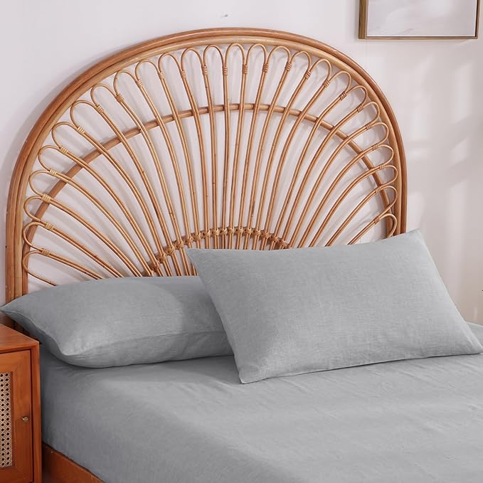 100% French Linen Pillowcase Set of 2, Breathable Envelope Closure Soft Linen Pillow Cover,Soft Luxury Hotel & Home Use, Gift