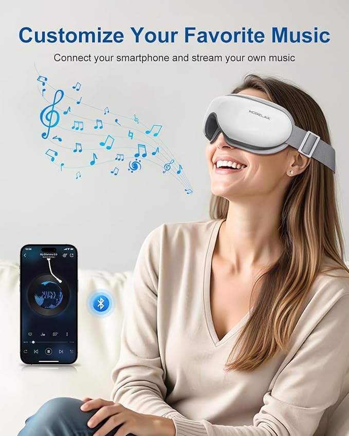 Morelax Mothers Day Gifts for Woman,Eye Massager with Heat & Bluetooth Music, Birthday Gifts for Women, Reduce Eye Strain, Headache Relief and Improve Sleep,Gift for mom/Sister/Wife