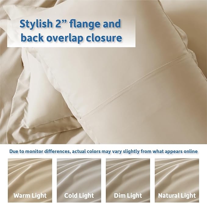 Nestl Queen Duvet Cover Set with Comforter Insert - Beige Cream 4 Piece 90x90 Duvet Cover & 2 Pillow Shams with White Quilted Down Alternative Comforter, Ultra Soft, All Season