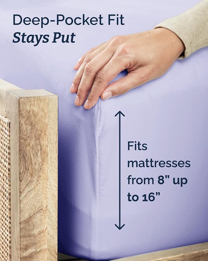 Twin XL 4 Piece Sheet Set - Comfy Breathable & Cooling - Hotel Luxury Bedding for Women, Men, Kids, Teens & Children - 1 Flat & 1 Fitted Sheet & 2 Pillowcases w/ Deep Pockets - Wrinkle Free - Lavender