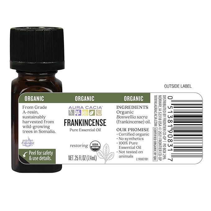 Aura Cacia Organic Frankincense Essential Oil 0.25 fl. oz.