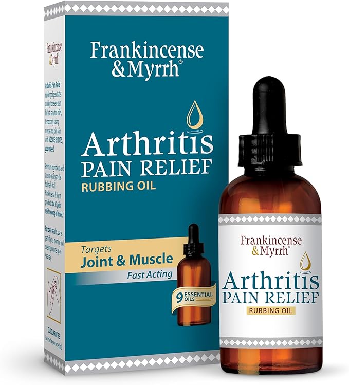 Frankincense & Myrrh Arthritis Pain Relief Rubbing Oil – Arthritis Pain Reliever with Frankincense Essential Oil for Sciatica, Lower Back, Neck, Hands, Knees, Joints and Shoulders, 2 fl.oz. - 1 Pack