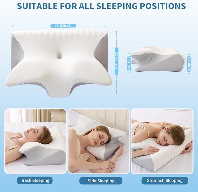 Cervical Neck Pillow for Pain Relief,Ergonomic Contour Memory Foam Pillows,Orthopedic Bed Pillow for Side Back Stomach Sleeper,Cooling Pillow.