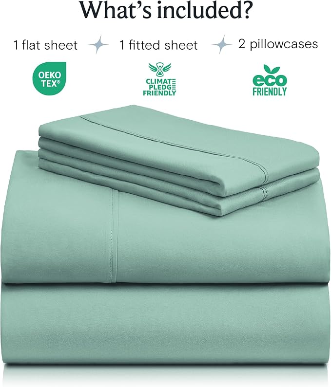 LuxClub 6 PC King Sheet Set, Breathable Luxury Bed Sheets, Deep Pockets 18" Wrinkle Free Cooling Bed Sheets Machine Washable Hotel Bedding Silky Soft - Light Teal King
