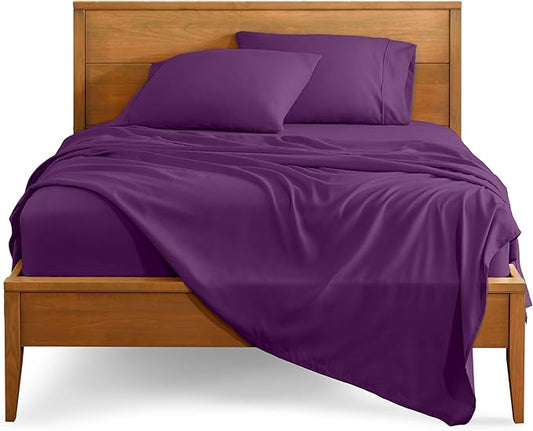 Bare Home Full Sheet Set - Luxury 1800 Ultra-Soft Microfiber - Double Brushed - Deep Pockets - Easy Fit - 4 Piece Set - Bedding Sheets & Pillowcases (Full, Plum)