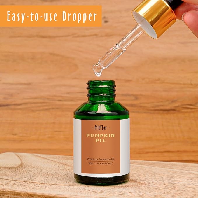 Pumpkin Pie Fragrance Oil, MitFlor 30ml Diffuser Essential Oil for Home, Large Size Premium Fragrance Oil for Soap & Candle Making, Warm Holiday Scents for Christmas