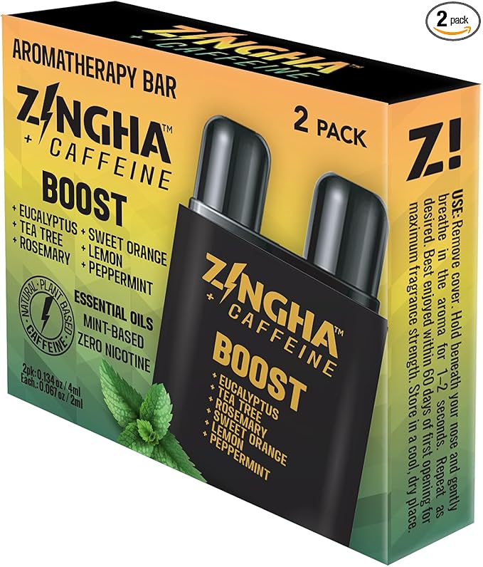 Z!NGHA Caffeinated Aromatherapy Nasal Inhaler Stick - Energy Nasal Stick with Peppermint & Eucalyptus Essential Oils - Natural Focus & Alertness Support, Sweet Surge