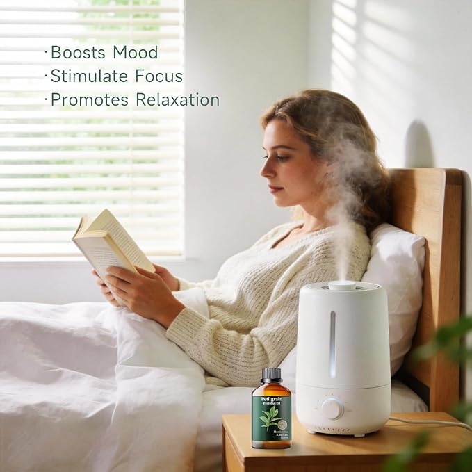 Pure Petitgrain Essential Oil for Bedtime Serenity, Evening Relaxation & Pillow Mist, Mumianhua Natural Citrus-Woody Aroma for Diffuser, Skin,Hair Care, Calming Blends, Soap, Candle Making 3.38 Fl Oz