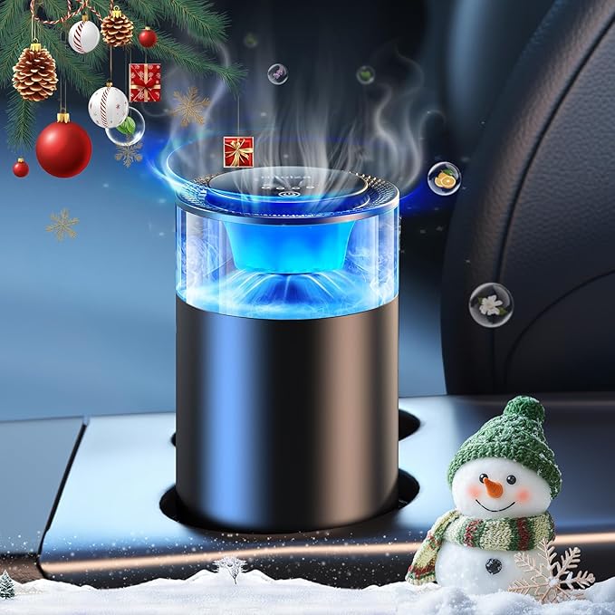 Hitolza Smart Car Air Fresheners, Ambient Light & Mist Fragrance, Auto On/Off Car Air Freshener Diffuser, Adjustable Intensity, Lasts 6 Months, Built-in Battery, Premium Scents Refill X2 - Sakura