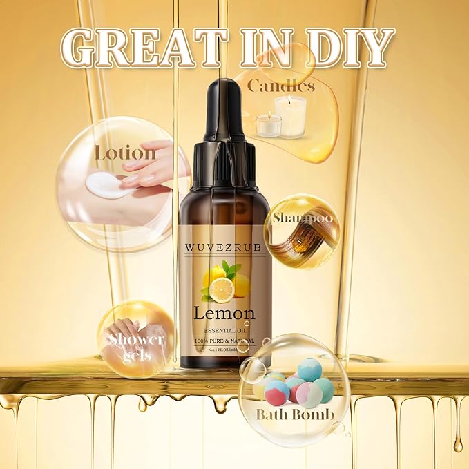 Lemon Essential Oil 30ML - 100% Pure and Natural Oils for Aromatherapy Diffuser - 1 Fl Oz/Lemon