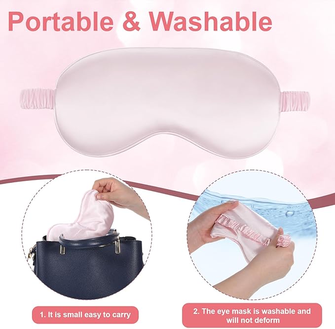 Silk Sleep Mask 2 Pack Silk Eye Mask for Sleeping Block Light Eye Sleep Shade Cover Satin Eye Masks Soft Silk Sleeping Masks Sleep Shade Cover for Women & Men Travel Home