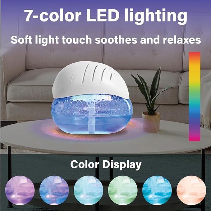 Air Aroma Diffuser - Colorful night light and soothing water flow sound - Suitable for children, pets and smokers - Suitable for home, office - 3 x 10 ml Essential Oil Aroma Freshener - White
