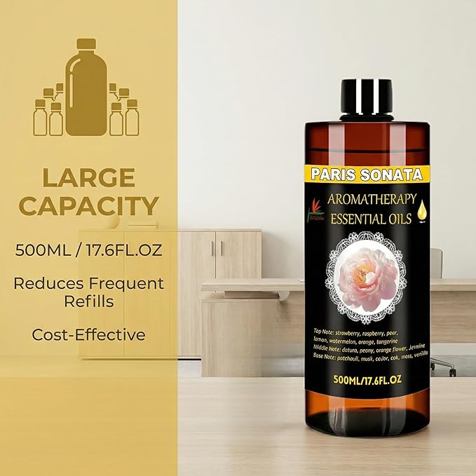 Essential Oils Diffuser Oil Refill 17.6fl.oz Large Volume Plant-Based Formula Aromatherapy Oil Air Refreshing Odor Reducing Long Lasting Scent Home Hotel Office Use Elitzia ET500EO8