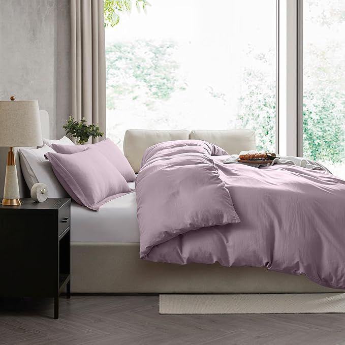 Nestl Twin Duvet Cover Set - Soft Double Brushed Dusty Purple Duvet Cover Twin/Twin XL, 2 Piece, with Zipper Closure, 1 Duvet Cover 68x90 inches and 1 Pillow Sham