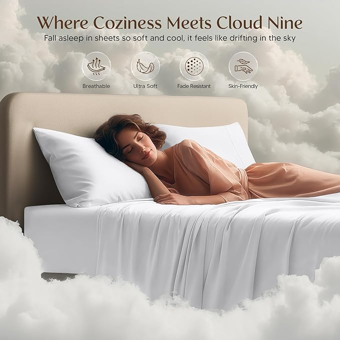 Utopia Bedding Full Size Sheet Set – 4 Piece Bed Sheets, Soft and Breathable Microfiber, Includes 1 Fitted Sheet, 1 Flat Sheet and 2 Pillowcases – Oeko Tex (White)