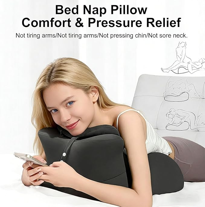 Memory Foam Wedge Pillow, 27° Angled Ergonomic Support for Neck, Waist & Back, Face Down, Multi-Position Prone Pillows for Sleeping, Nap, Bed Rest Reading, Massage, Posture & Pain Relief, Watching TV