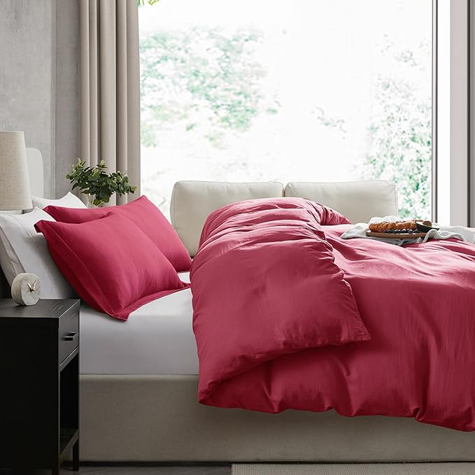 Nestl Burgundy Red California King Duvet Cover Sets - Soft Double Brushed Cal King Duvet Cover, 3 Piece, with Zipper Closure, 1 Duvet Cover 104x98 inches and 2 Pillow Shams