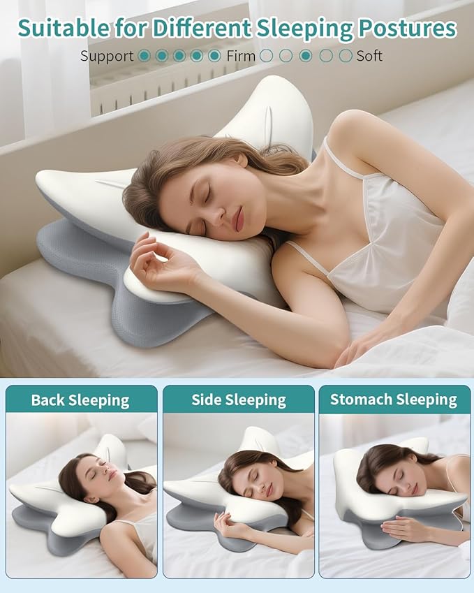 Cervical Neck Pillow for Pain Relief, Ergonomic Side Sleeper Pillow for Sleeping, Orthopedic Contour Memory Foam Bed Rest Pillows for Sleeping, Cooling Cervical Pillow for Back Stomach Sleepers