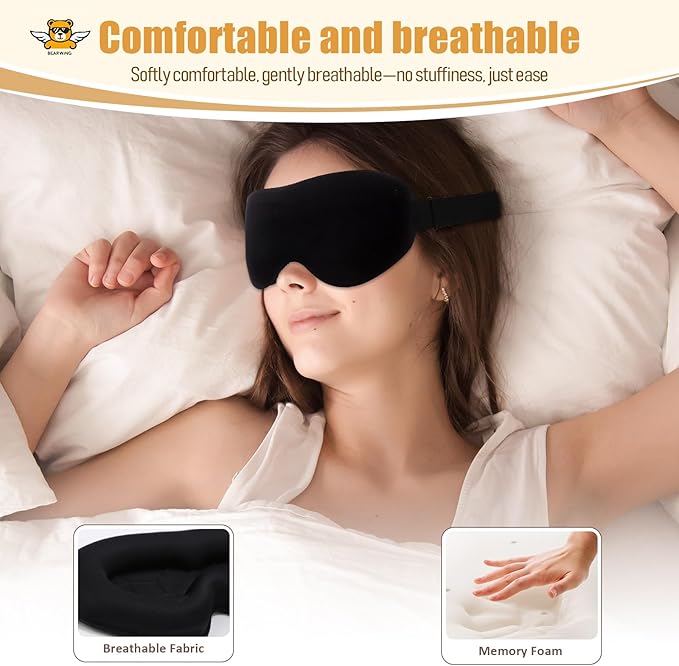 100% Light Blocking Sleep Mask with Storage Bag, Only 0.73oz Light Comfortable 3D Contoured Memory Foam, Blink Freely Eye Masks for Sleep, Travel, Nap, for Women, Purple