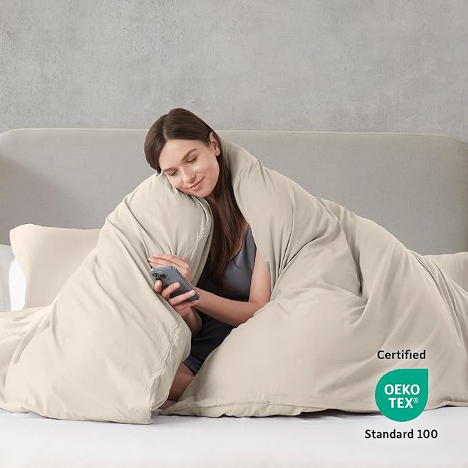Nestl Linen Duvet Cover Full Size - Soft Double Brushed Full Size Duvet Cover Set, 3 Piece, with Zipper Closure, 1 Duvet Cover 80x90 inches and 2 Pillow Shams