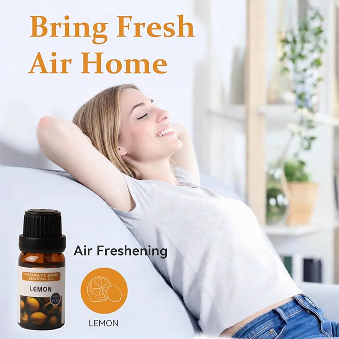 Essential Oils Sets - 6 Premium Fragrance Oils for Diffusers, Candles & Aromatherapy, Calm Mind, Sweet Dreams, Happy, Relax, Air Freshening, for Humidifiers, Massage, 6x10ML