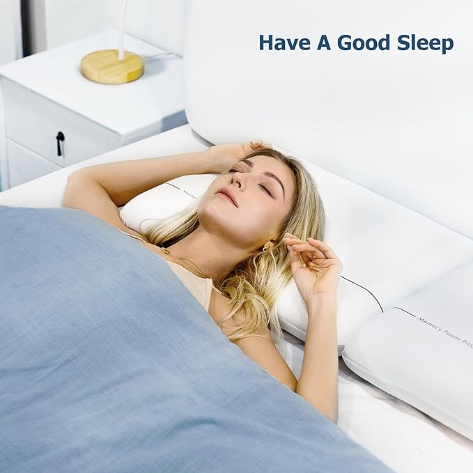 Winthome Memory Foam Pillow, Two-Sided Soft and Firm Neck Pillow for Sleeping, Suitable for Side, Back and Stomach Sleepers with Washable Cover