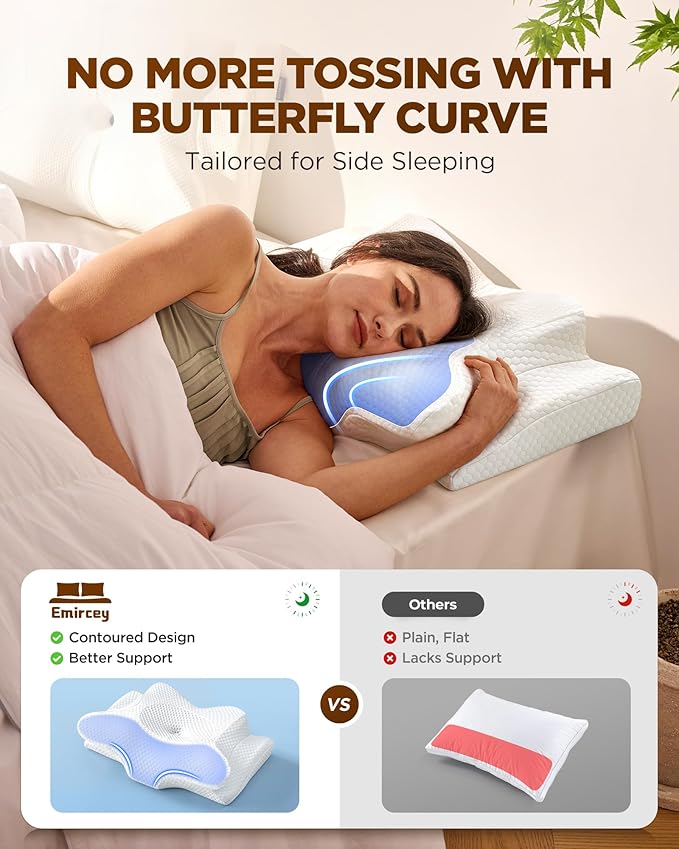 Sleep Doctor Approved Cervical Neck Pillow Sleeping, Ergonomic Contour Side Sleeper Pillows Adults, Cooling Orthopedic Pillow Pain Relief Support, Memory Foam Back Stomach Sleepers Gray, King