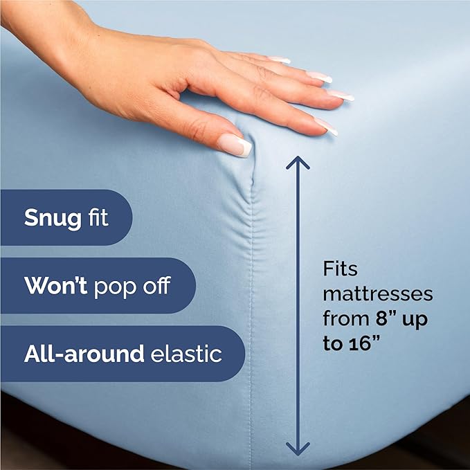 Split King 7 Piece Sheet Set - Comfy, Breathable & Cooling - Soft Hotel Luxury Bedding for Women, Men, Kids, Teens and Children - 1 Flat & 2 Fitted Sheets & 4 Pillowcases with Deep Pockets - Baby Blue