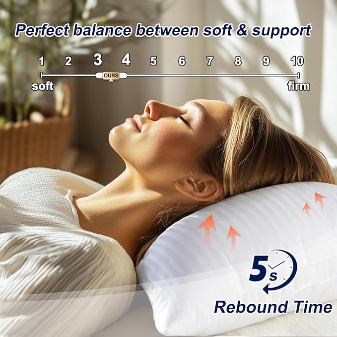 Favocama Pillows Standard Size Set of 4 Hotel Collection Bed Pillow for Sleeping Pillows 4 Pack for Back, Stomach or Side Sleepers Soft and Supportive Washable Pillows for Bedroom