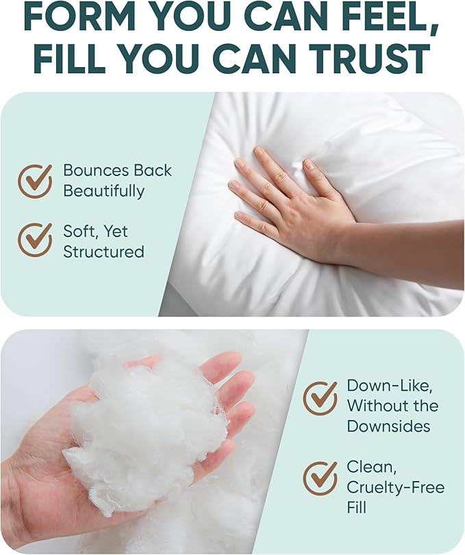 Pillowflex Synthetic Down Pillow Insert - 20x20 Down Alternative, Ultra Soft Large Square Throw Pillow, Couch Sham, Bed Sleeping - 1 Decorative Accent Form
