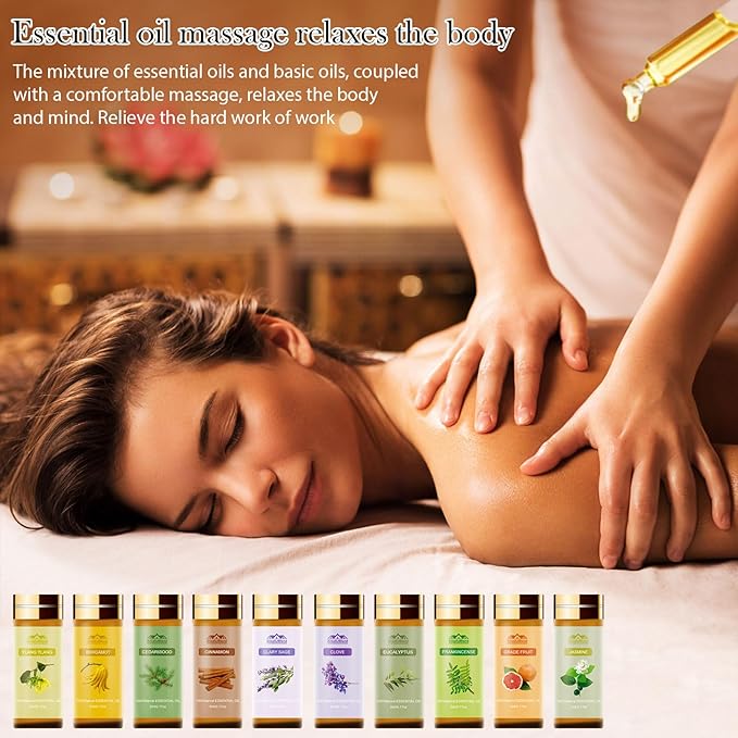 Fragrance Essential Oils Set with Gift Card,20 pcs Variety Pack Aromatherapy Oils for Diffusers for Home, Skin, Candle & Soap Making-Tea Tree, Lavender, Peppermint, Rose Gift for Friend Mother's Day